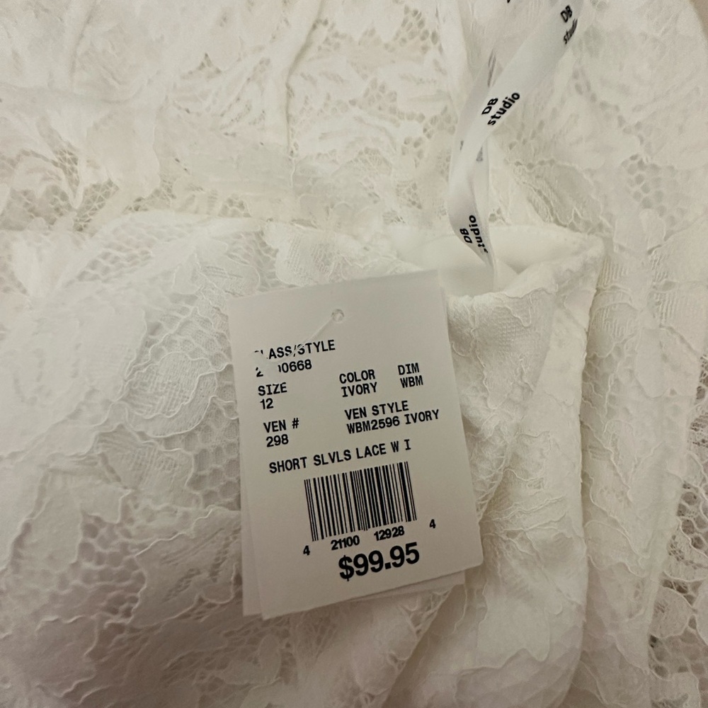 David's Bridal White Sheath Midi Dress Sleeveless Scoop Neck - Picture 3 of 3
